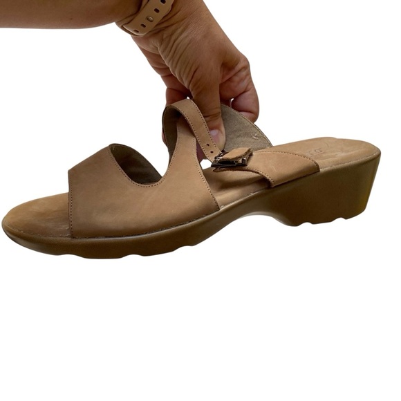 Munro American Sierra Tan Nubuck Leather Comfort Wedge Sandals Size 9 M - Picture 9 of 13
